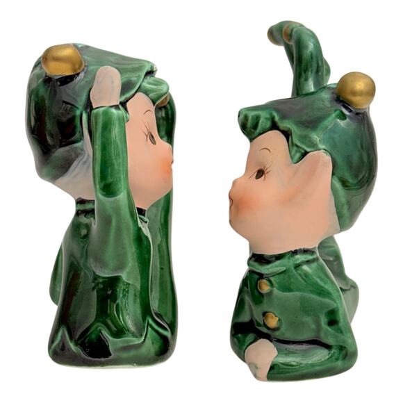 Set of 2 Vintage Lefton E-2347 Playful Whimsical Pixie Christmas Elf Figurines - Picture 10 of 16
